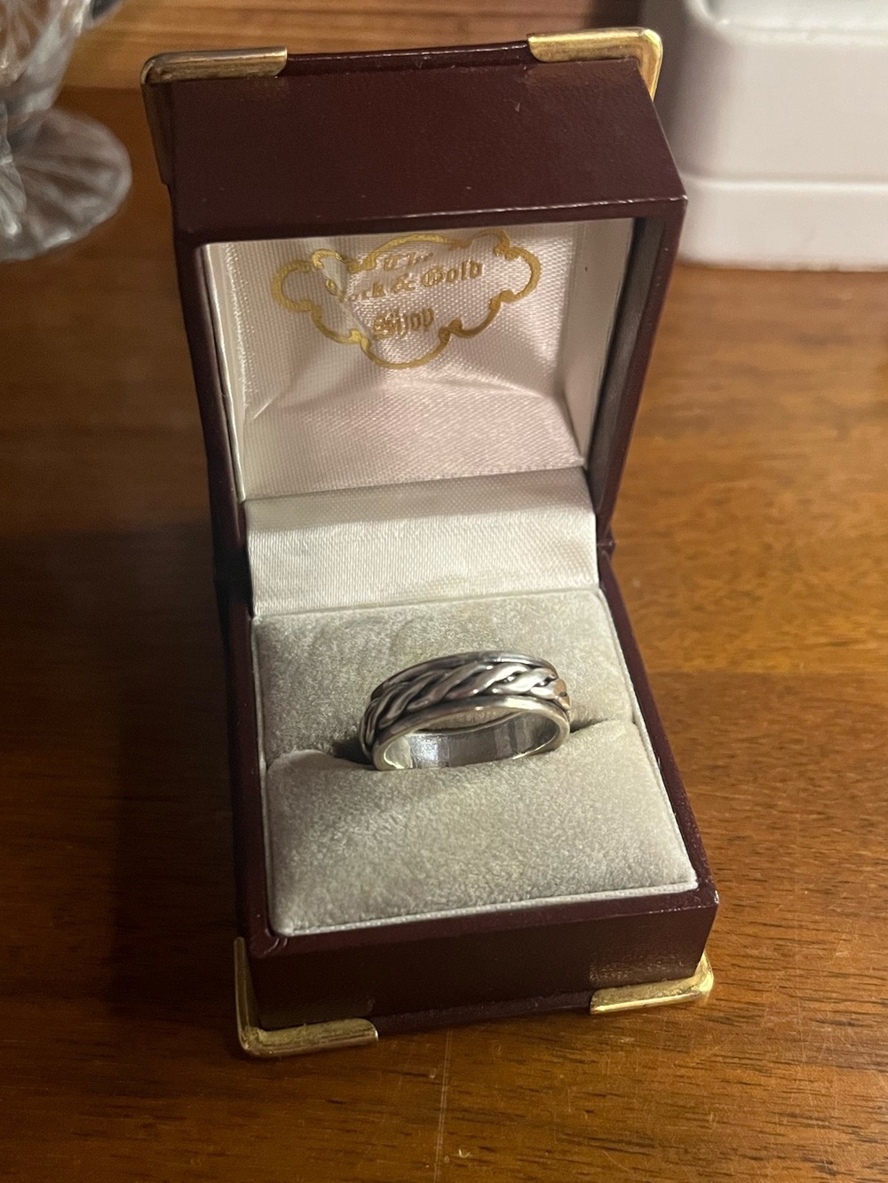 925 Sterling Silver Braided Spinner Ring Size 7 Fidget Meditation Band